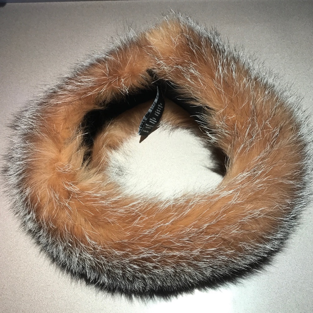 SURELL GENUINE CRYSTAL FOX FUR HEADBAND/COLLAR